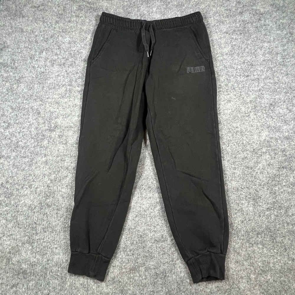 Puma Essentials Logo Sweatpants Mens Large Black Fleece Lined Athleisure Running